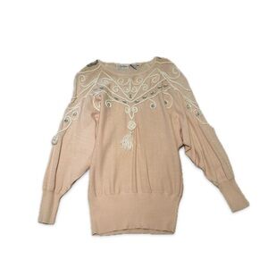 Vintage 80s 90s Pastel Light Pink Sweater | Size: M